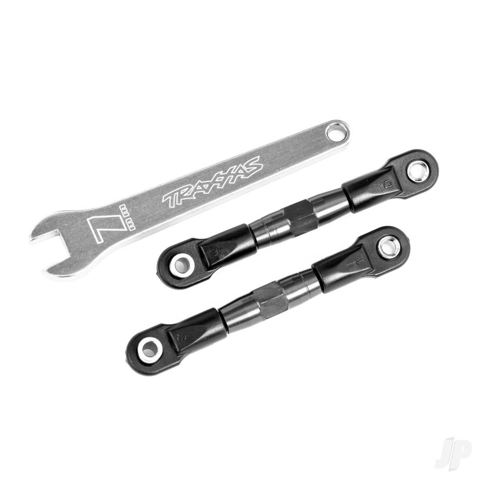Traxxas Camber links, rear (Tubes Charcoal Grey-anodised, 7075-T6 aluminium, stronger than Titanium) (2) (assembled with rod ends and hollow balls) / aluminium wrench (1) (fits Drag Slash)