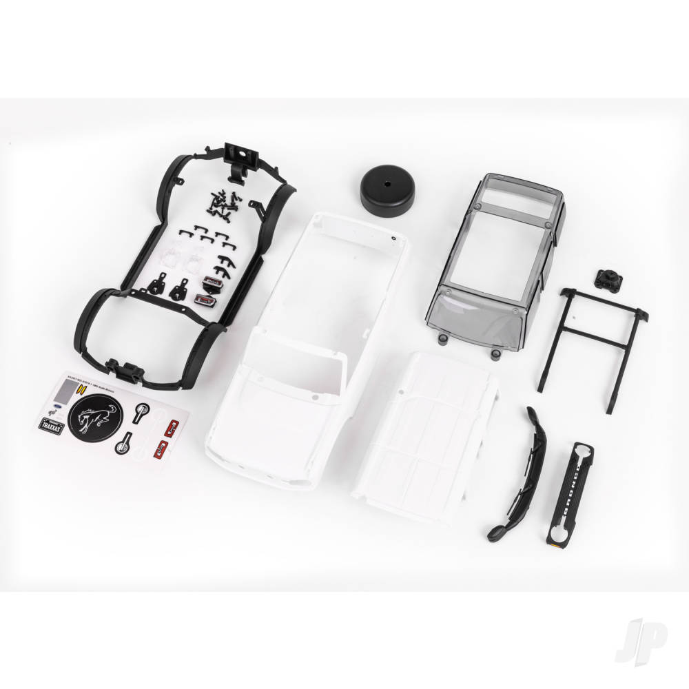 Traxxas Body, Ford Bronco (2021), complete (White, requires painting) (includes grille, side mirrors, door handles, fender flares, windshield wipers, spare Tyre mount, & clipless mounting)