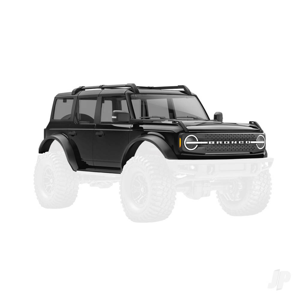 Traxxas Body, Ford Bronco (2021), complete, Black (includes grille, side mirrors, door handles, fender flares, windshield wipers, spare Tyre mount, & clipless mounting)
