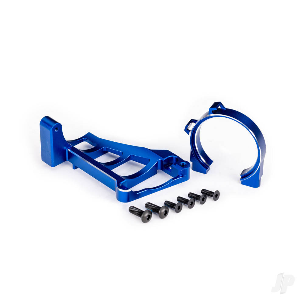 Traxxas Motor mounts (front & rear) (Blue-anodised 6061-T6 aluminium) / 3x10mm CCS (with threadlock) (4) / 4x12mm BCS (with threadlock) (2) (for use with #3461 motor)