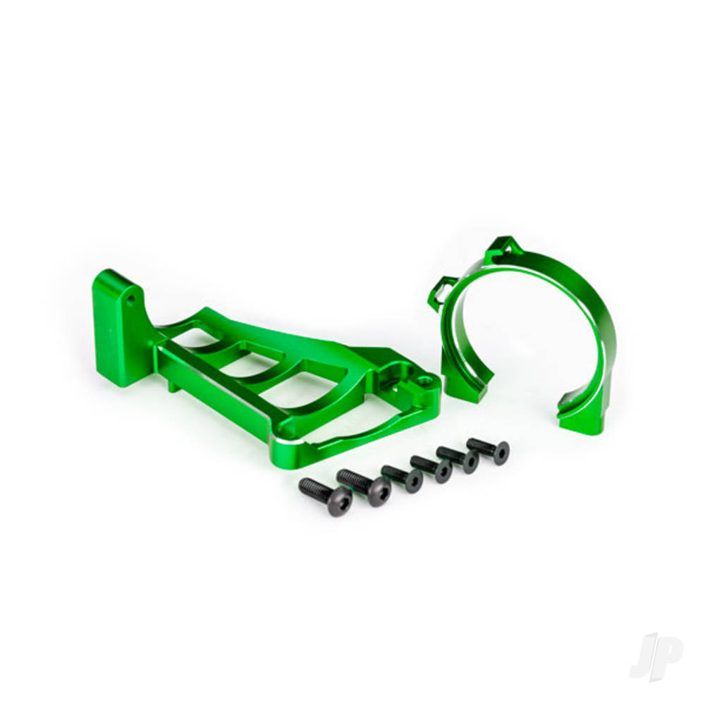 Traxxas Motor mounts (front & rear) (Green-anodised 6061-T6 aluminium) / 3x10mm CCS (with threadlock) (4) / 4x12mm BCS (with threadlock) (2) (for use with #3461 motor)