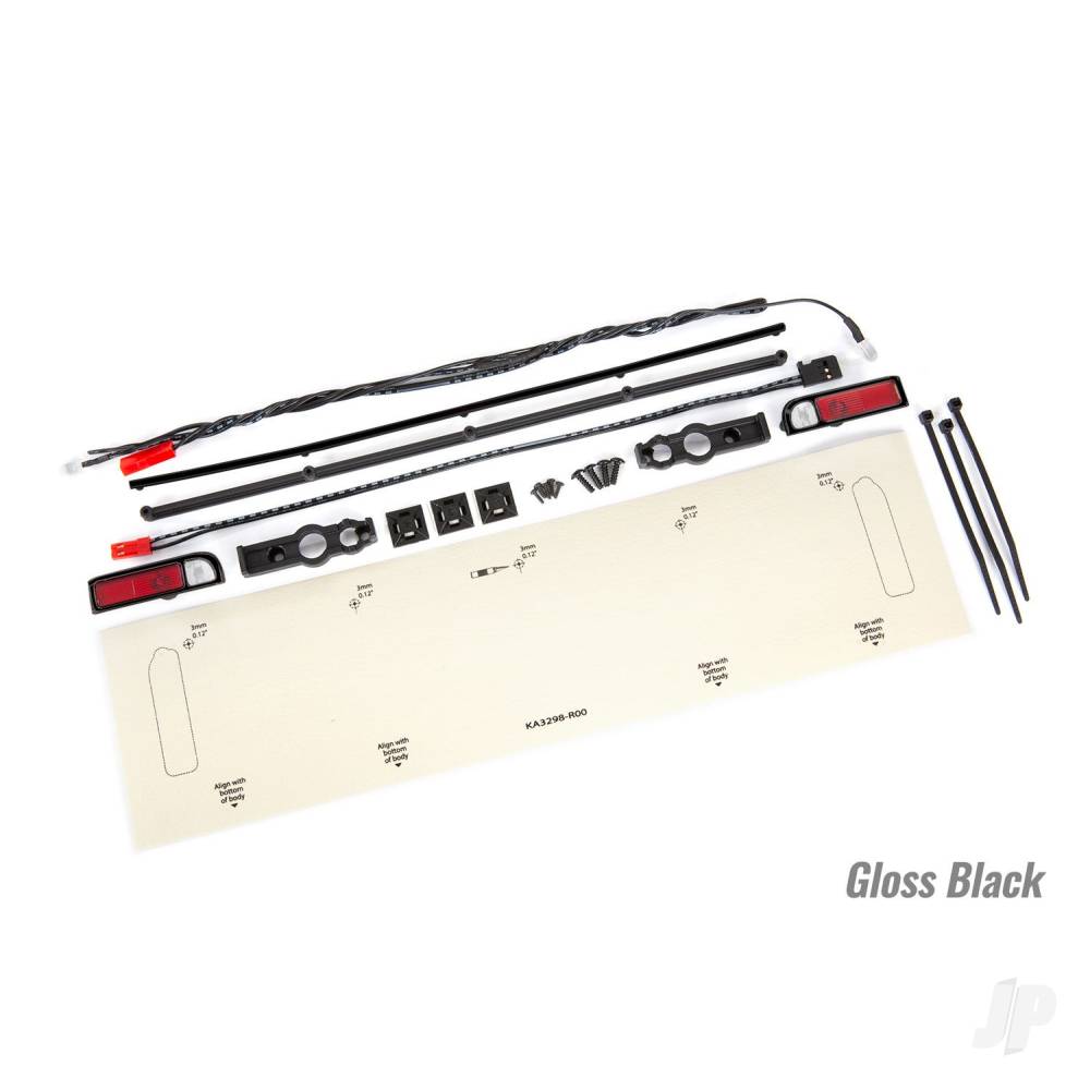 Traxxas LED lights, tail lights (Red) / zip ties (9) / tail light housings (left & right) / tailgate trim (Black)
