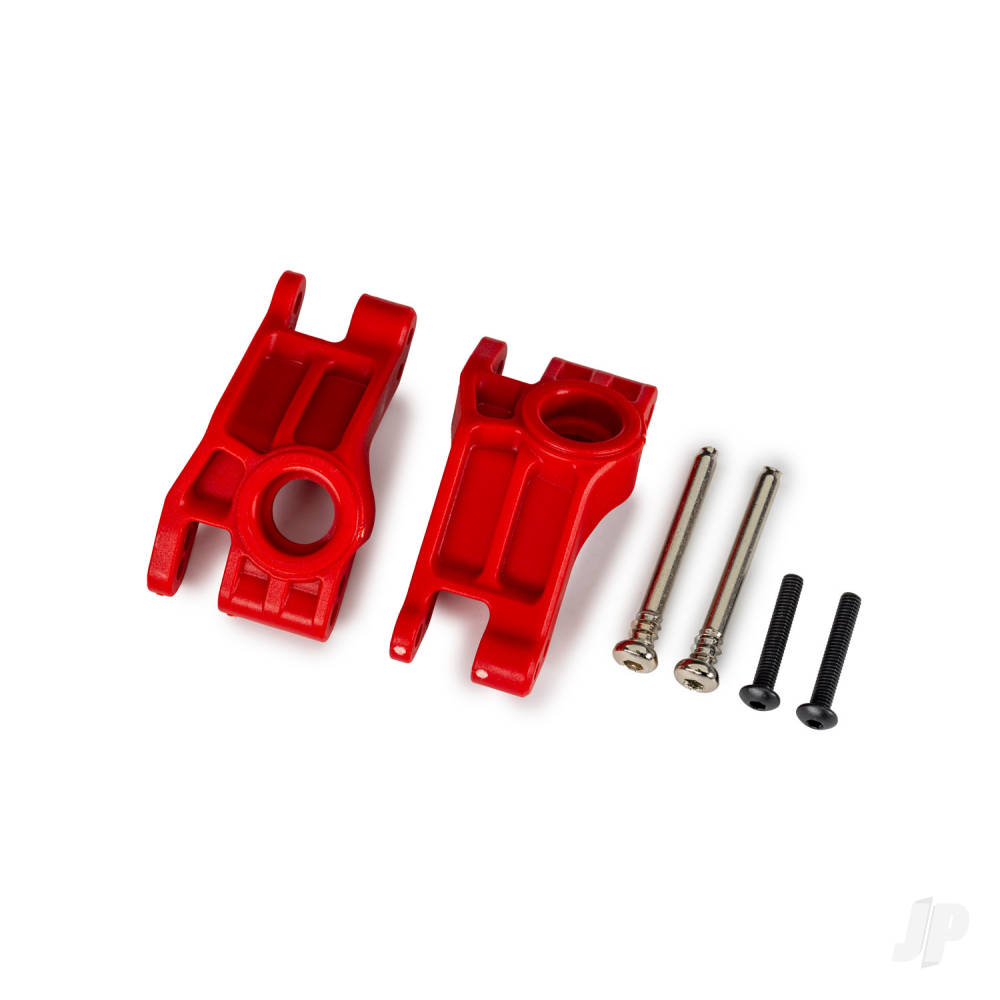 Traxxas Carriers, stub axle, rear, extreme heavy duty, Red (left & right) / 3x31mm hinge pins (2 pcs) / 3x18mm BCS (2 pcs) (for use with #9180, 9181, 9182 upgrade kit)