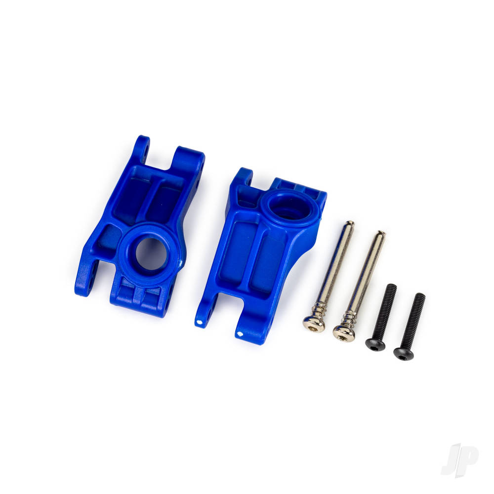 Traxxas Carriers, stub axle, rear, extreme heavy duty, Blue (left & right) / 3x31mm hinge pins (2 pcs) / 3x18mm BCS (2 pcs) (for use with #9180, 9181, 9182 upgrade kit)