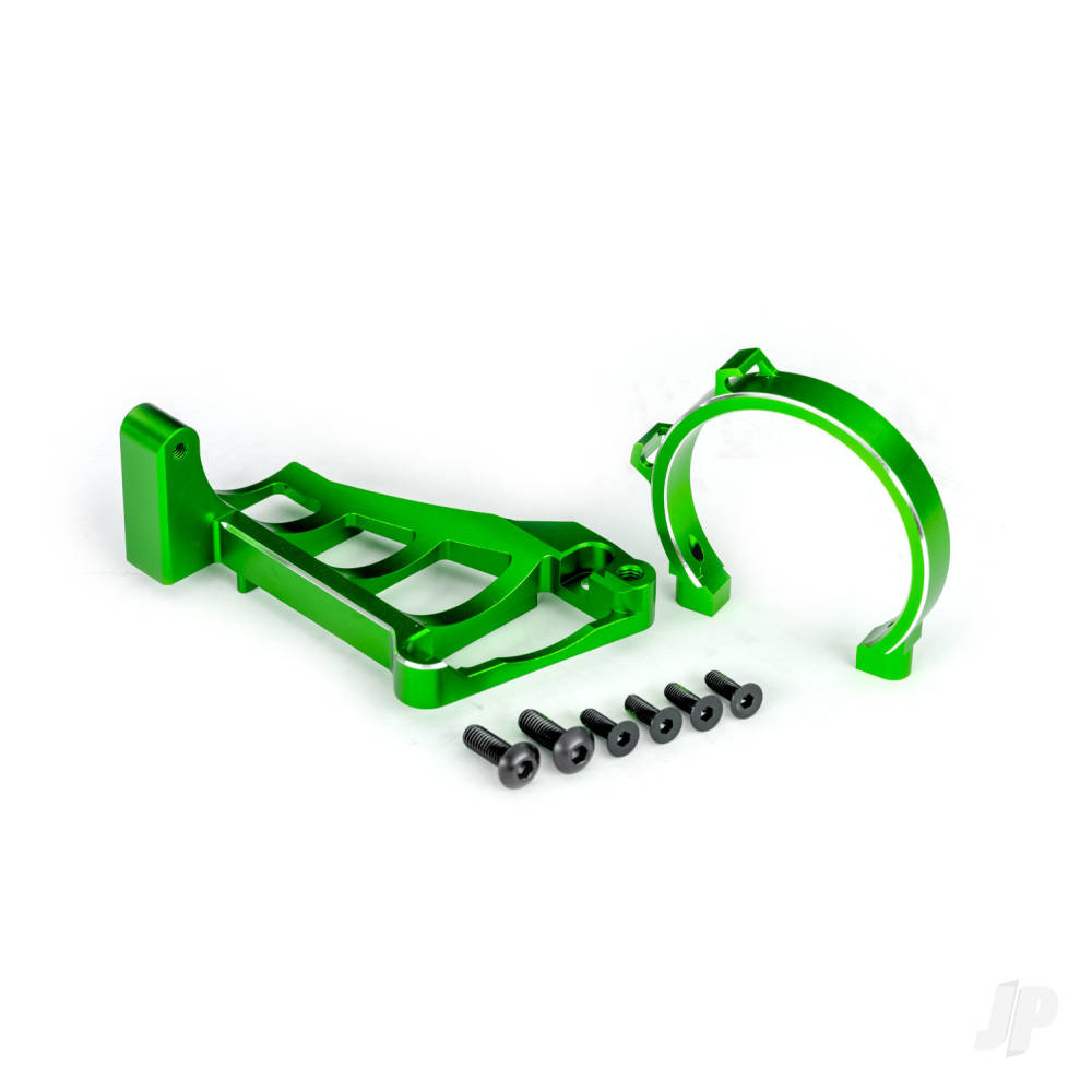 Traxxas Motor mounts (front & rear) (Green-anodised 6061-T6 aluminium) / 3x10mm CCS (with threadlock) (4) / 4x12mm BCS (with threadlock) (2) (for use with #3483 motor)