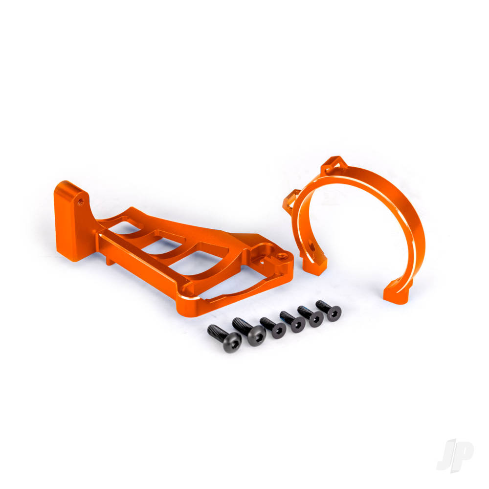 Traxxas Motor mounts (front & rear) (Orange-anodised 6061-T6 aluminium) / 3x10mm CCS (with threadlock) (4) / 4x12mm BCS (with threadlock) (2) (for use with #3483 motor)