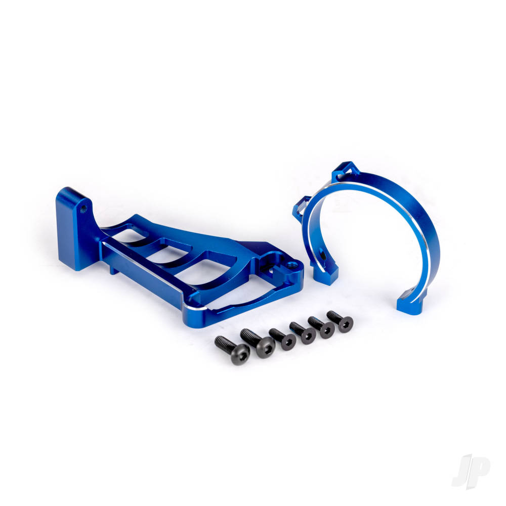 Traxxas Motor mounts (front & rear) (Blue-anodised 6061-T6 aluminium) / 3x10mm CCS (with threadlock) (4) / 4x12mm BCS (with threadlock) (2) (for use with #3483 motor)
