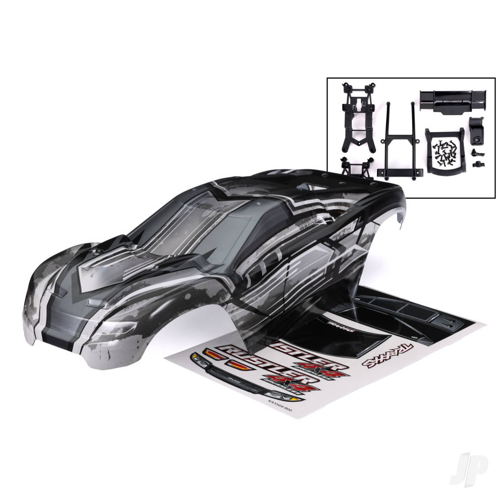 Traxxas Body, Rustler 4X4, ProGraphix (graphics are printed, requires paint & final colour application) / body mounts (front & rear) / rear body support / decal sheet