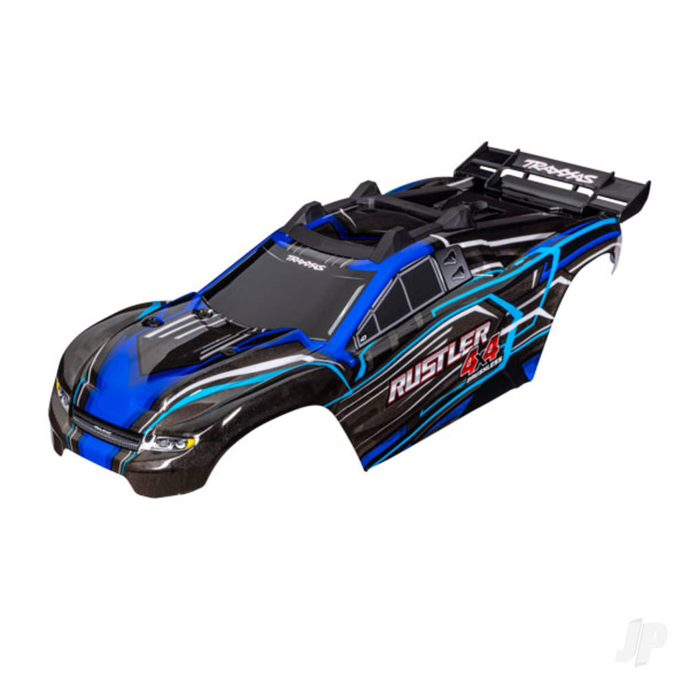 Traxxas Body, Rustler 4X4, Blue (painted, decals applied) (assembled with front & rear body mounts and rear body support for clipless mounting)