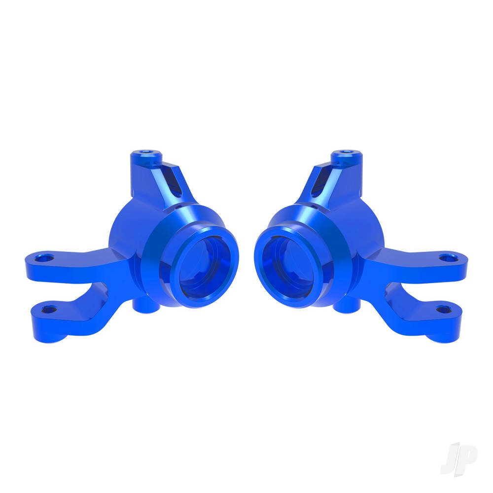 Traxxas Steering blocks, 6061-T6 aluminium (Blue-anodised) (left & right), 3x12mm SS (with threadlock) (4 pcs), 3x15mm BCS (with threadlock) (2 pcs)