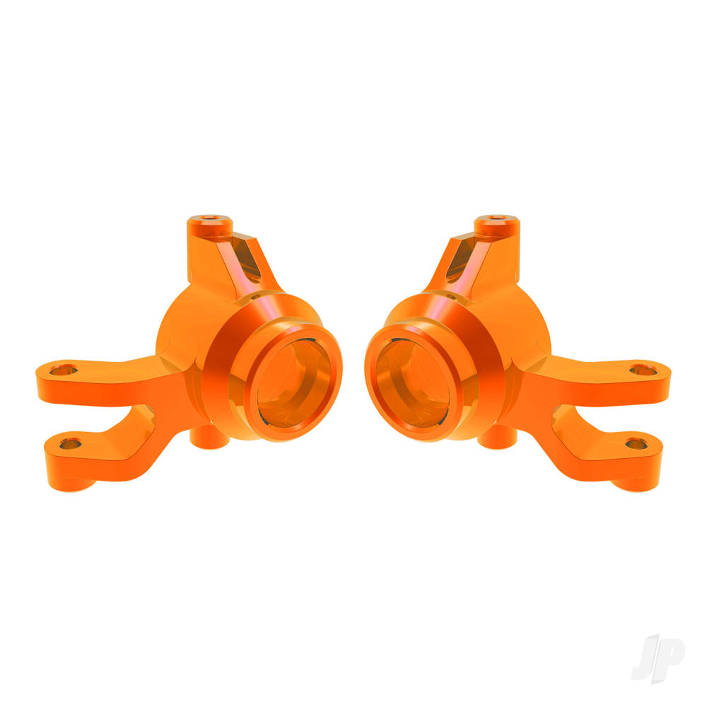 Traxxas Steering blocks, 6061-T6 aluminium (Orange-anodised) (left & right), 3x12mm SS (with threadlock) (4 pcs), 3x15mm BCS (with threadlock) (2 pcs)