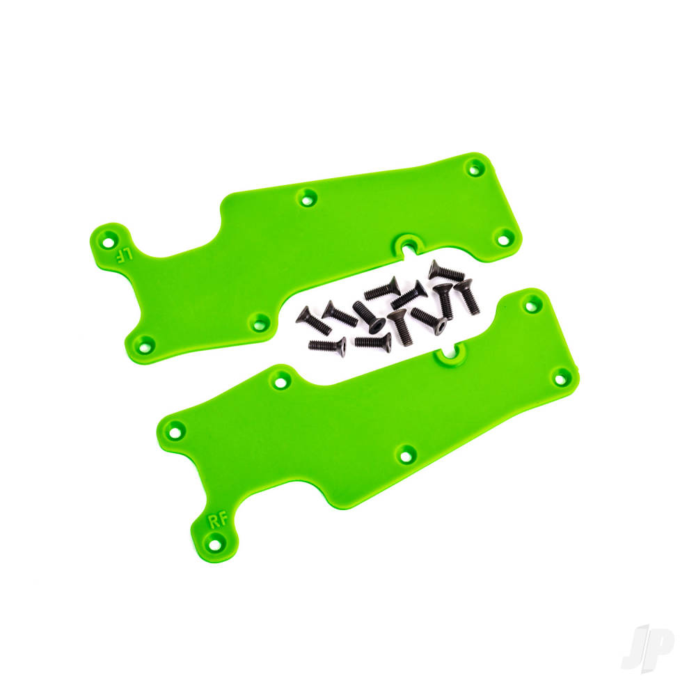 Traxxas Suspension arm covers, Green, front (left and right) / 2.5x8 CCS (12 pcs)