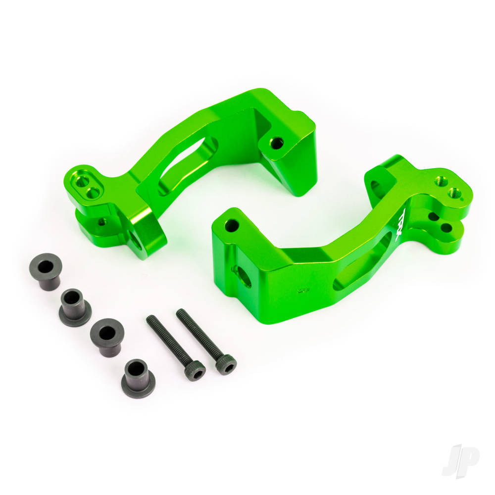 Traxxas Caster blocks (c-hubs), 6061-T6 aluminium (Green-anodised), left & right / kingpin bushings (4 pcs)