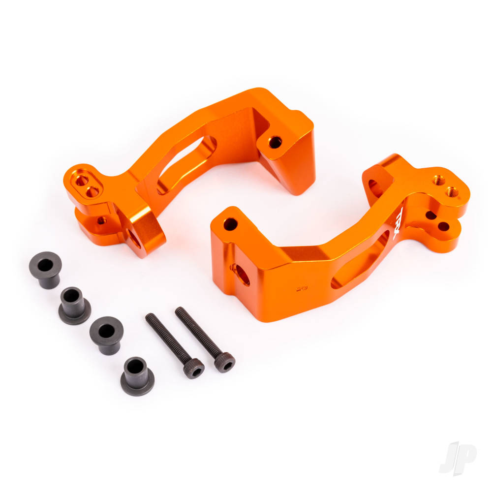 Traxxas Caster blocks (c-hubs), 6061-T6 aluminium (Orange-anodised), left & right / kingpin bushings (4 pcs)