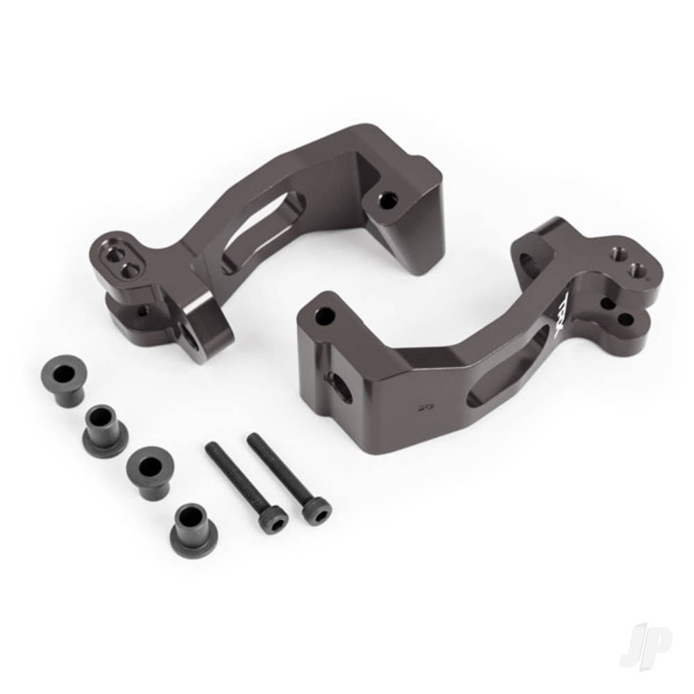 Traxxas Caster blocks (c-hubs), 6061-T6 aluminium (Dark Titanium-anodised), left & right / kingpin bushings (4 pcs)