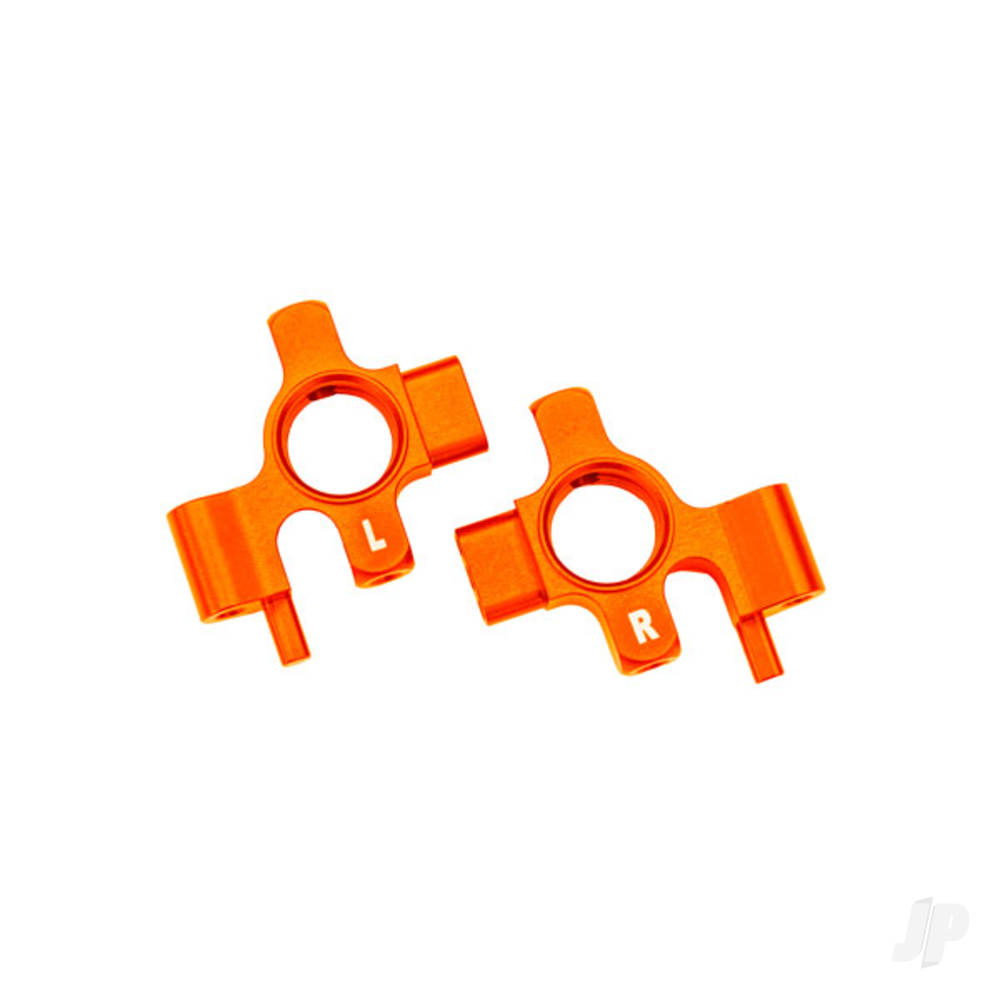 Traxxas Steering blocks, 6061-T6 aluminium (Orange-anodised), left & right / 3x12mm BCS (with threadlock) (4 pcs)