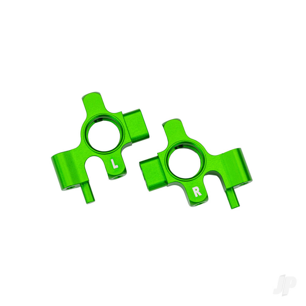 Traxxas Steering blocks, 6061-T6 aluminium (Green-anodised), left & right / 3x12mm BCS (with threadlock) (4 pcs)