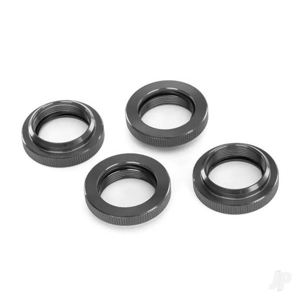 Traxxas Spring retainer (adjuster), Grey-anodised aluminium, GTX shocks (4 pcs) (assembled with o-ring)