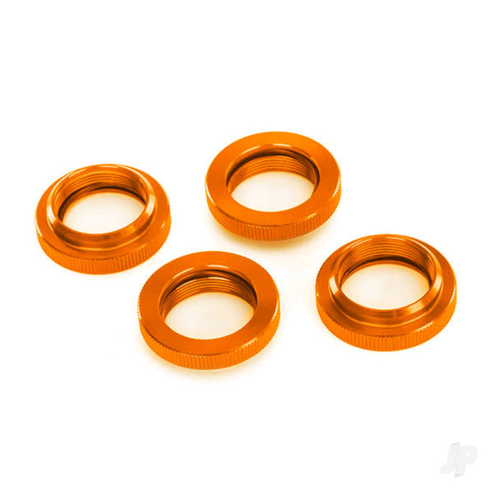 Traxxas Spring retainer (adjuster), Orange-anodised aluminium, GTX shocks (4 pcs) (assembled with o-ring)