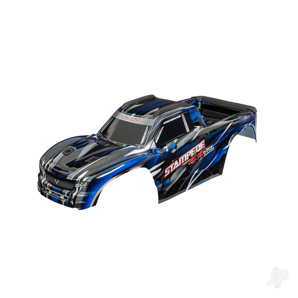 Traxxas Body, Stampede 4X4 VXL, Blue (painted, decals applied) (assembled with front & rear body mounts and rear body support for clipless mounting)
