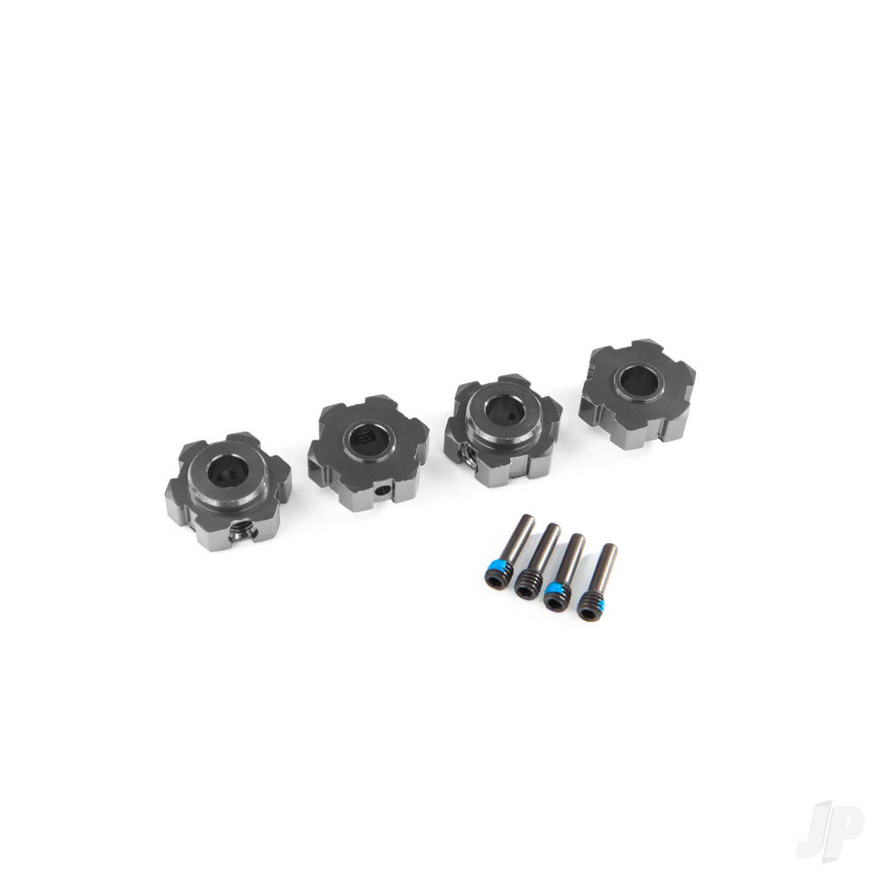 Traxxas Wheel hubs, hex, aluminium (Grey-anodised) (4 pcs) / 4x13mm screw pins (4 pcs)
