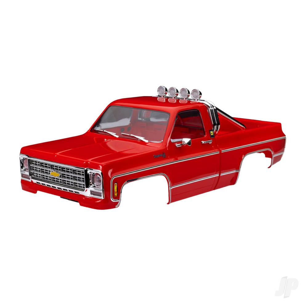 Traxxas Body, Chevrolet K10 Truck (1979), complete, Red (includes grille, side mirrors, door handles, roll bar, windshield wipers, & clipless mounting) (requires #9835 front & rear bumpers)