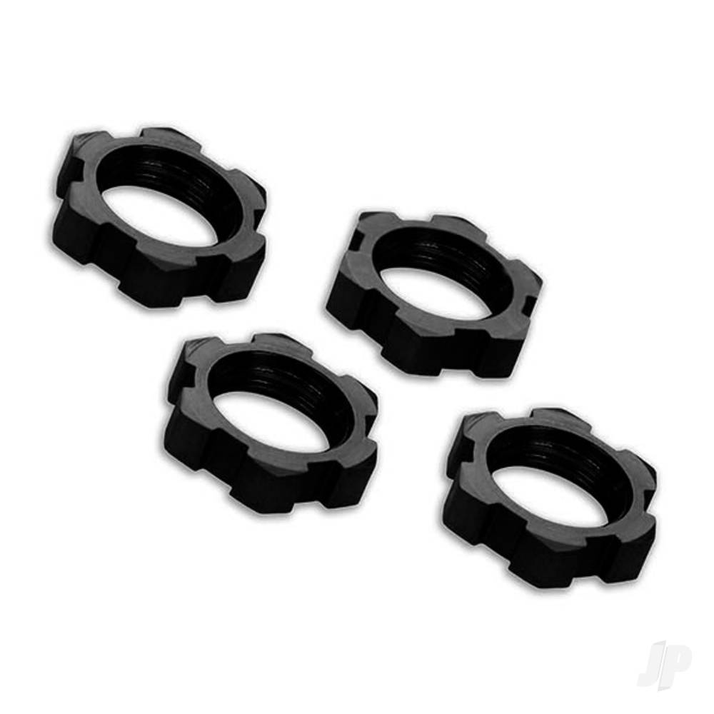 Traxxas Wheel nuts, splined, 17mm, serrated (Black-anodised) (4 pcs)