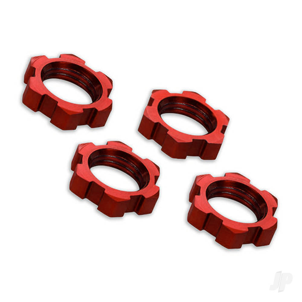 Traxxas Wheel nuts, splined, 17mm, serrated (Red-anodised) (4 pcs)