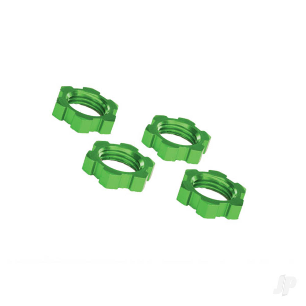Traxxas Wheel nuts, splined, 17mm, serrated (Green-anodised) (4 pcs)