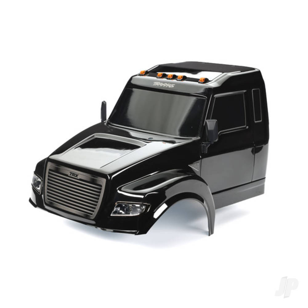traxxas-body-trx-6-ultimate-rc-hauler-black-painted-decals-applied-includes-headlights-roof-lights-side-mirrors
