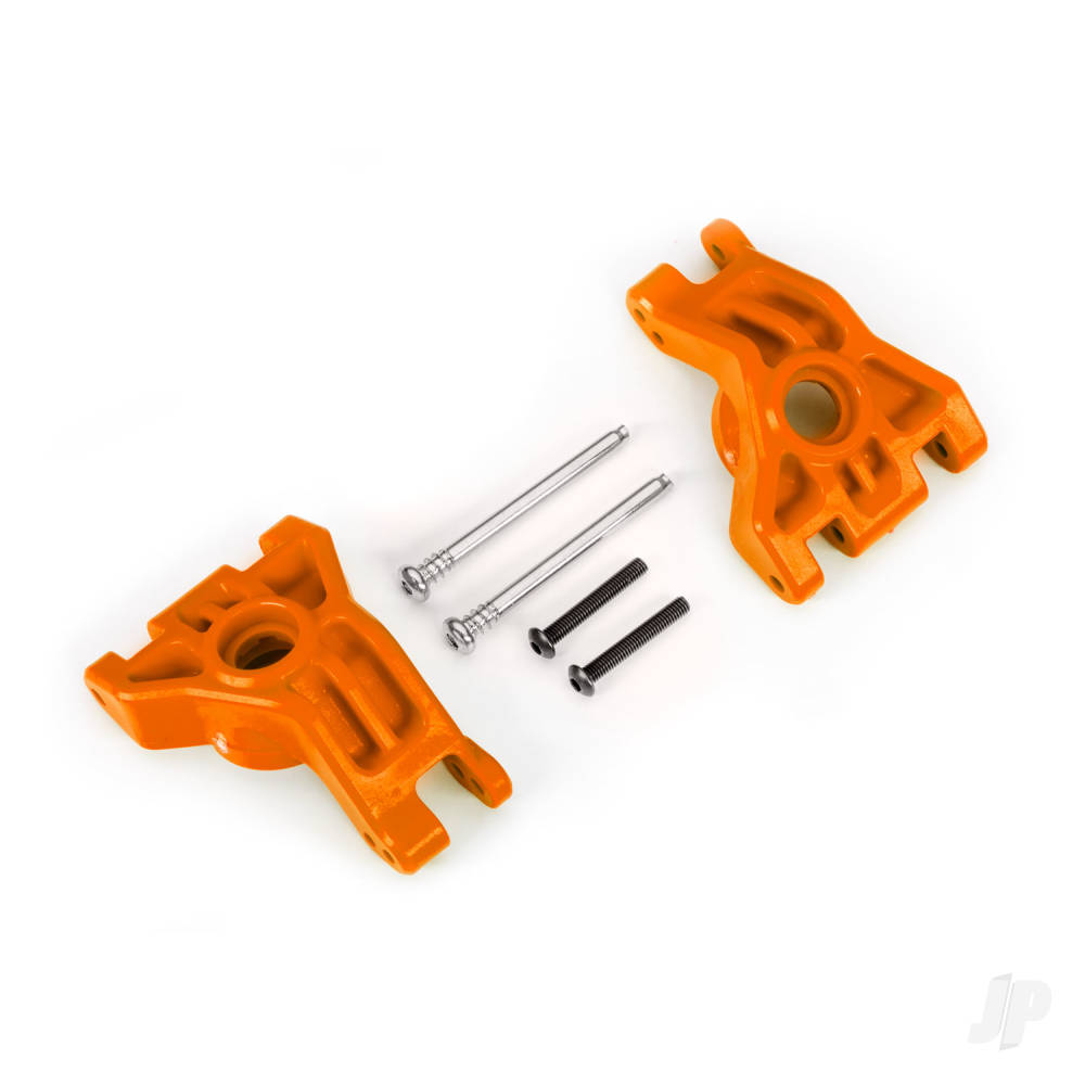 Traxxas Carriers, stub axle, rear, extreme heavy duty, Orange (left & right)/ 3x41mm hinge pins (2)/ 3x20mm BCS (2) (for use with #9080 upgrade kit)