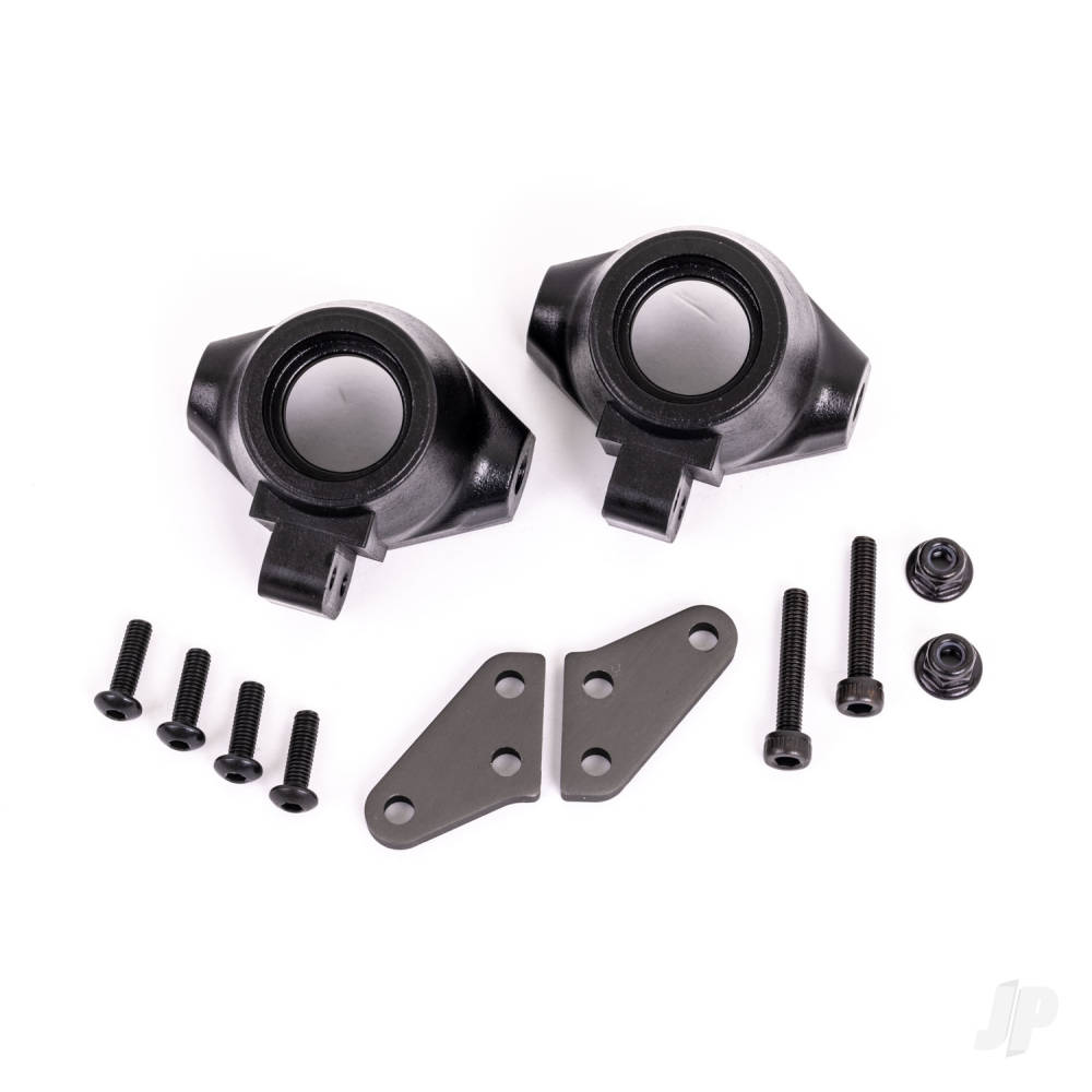 Traxxas Steering blocks, left & right / steering block arms (aluminium, Dark Titanium-anodised) (2 pcs) / 3x18mm CS (2 pcs) / M3x0.5mm NL (2 pcs)