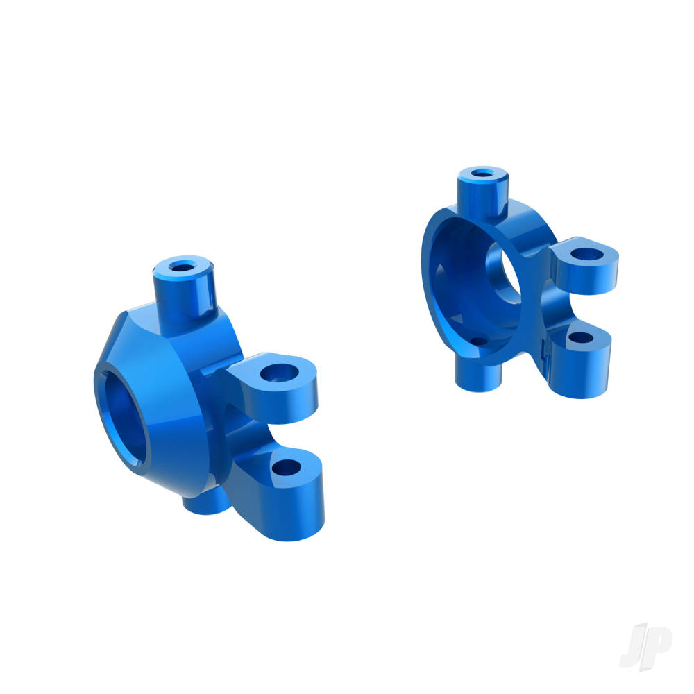 Traxxas Steering blocks, 6061-T6 aluminium (blue-anodised) (left & right)/ 2.5x12mm BCS (with threadlock) (2)/ 2x6mm SS (with threadlock) (4)