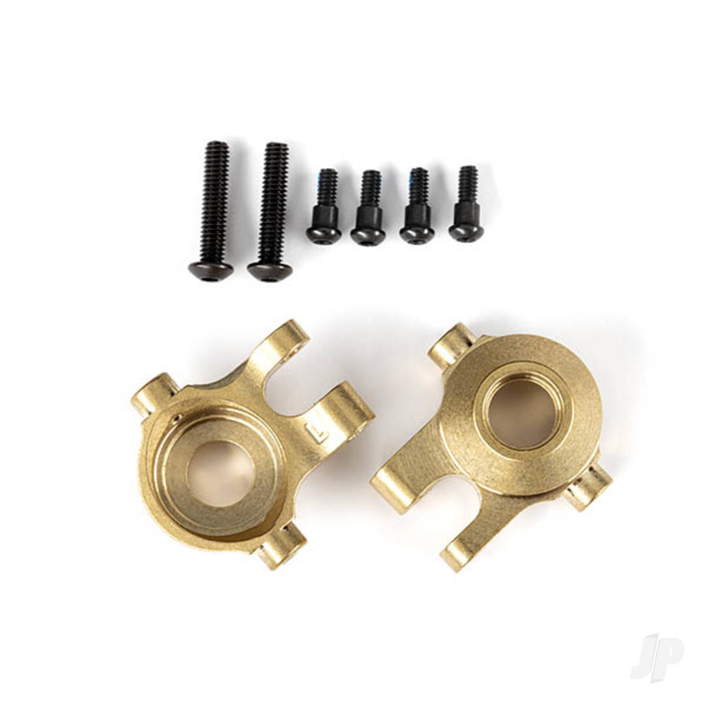 Traxxas Steering blocks, brass (7 grams each) (left & right)/ 2.5x12mm BCS (with threadlock) (2)/ 2x6mm SS (with threadlock) (4)