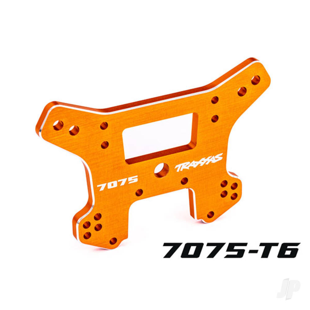 traxxas-shock-tower-front-7075-t6-aluminium-orange-anodised-fits-sledge