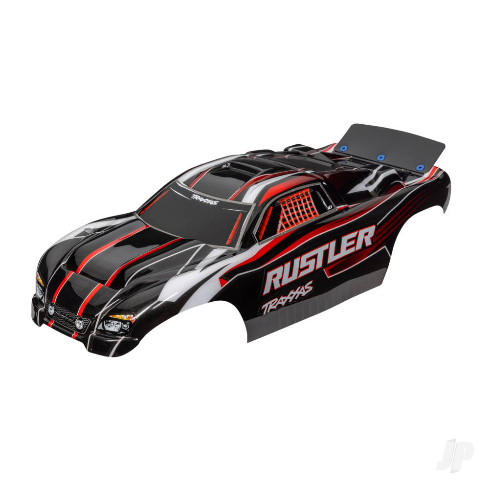 Traxxas Body, Rustler (also fits Rustler VXL), Red & Black (painted, decals applied, assembled with wing)