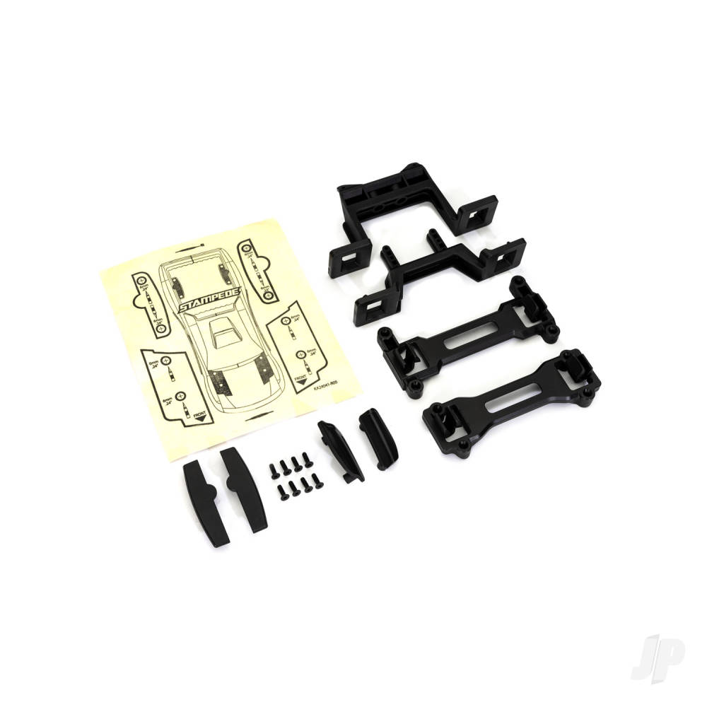 Traxxas Body conversion kit, Stampede (includes front & rear body mounts, latches, hardware) (for clipless mounting)