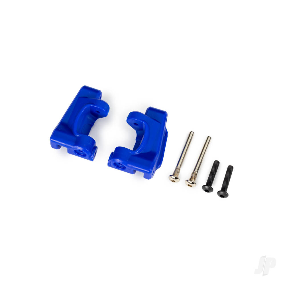 Traxxas Caster blocks (c-hubs), extreme heavy duty, Blue (left & right) / 3x26mm hinge pins (2) / 3x15mm BCS (2 pcs) (for use with #9180 and 9181 upgrade kit)