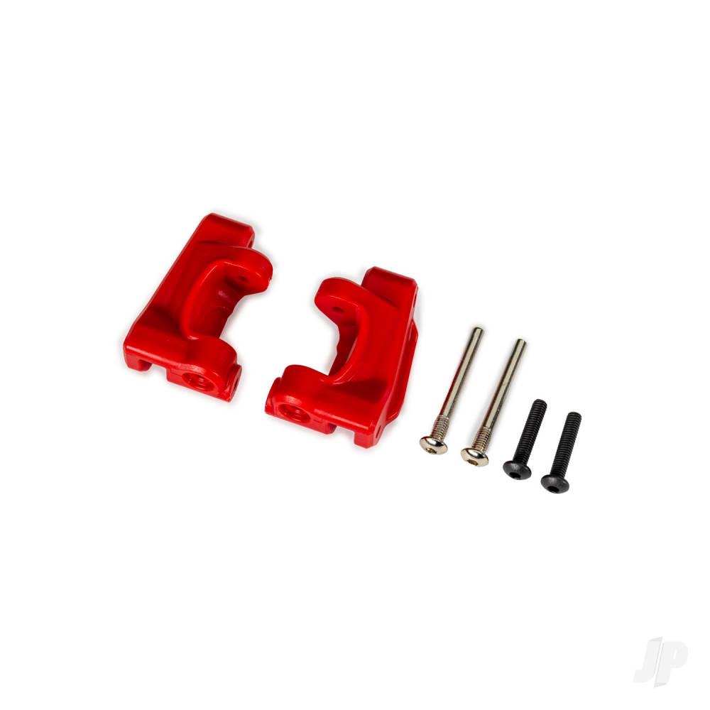 Traxxas Caster blocks (c-hubs), extreme heavy duty, Red (left & right) / 3x26mm hinge pins (2) / 3x15mm BCS (2 pcs) (for use with #9180 and 9181 upgrade kit)