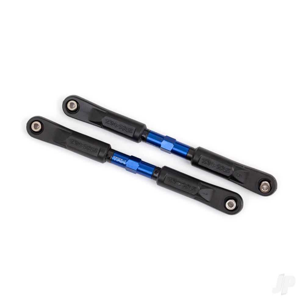 Traxxas Camber links, front, Sledge (Tubes Blue-anodised, 7075-T6 aluminium, stronger than Titanium) (117mm) (2 pcs) / rod ends, assembled with steel hollow balls (4 pcs) / aluminium wrench, 8mm (1pc)