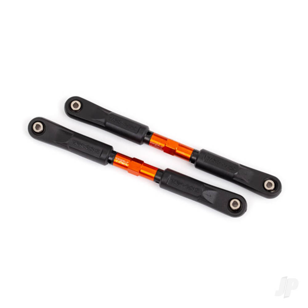 Traxxas Camber links, front, Sledge (Tubes Orange-anodised, 7075-T6 aluminium, stronger than Titanium) (117mm) (2 pcs) / rod ends, assembled with steel hollow balls (4 pcs) / aluminium wrench, 8mm (1pc)