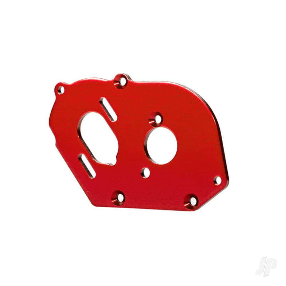 Traxxas Plate, motor, 6061-T6 aluminium (Red-anodised) (4mm thick) / 3x10mm CS with split and flat washer (2 pcs)