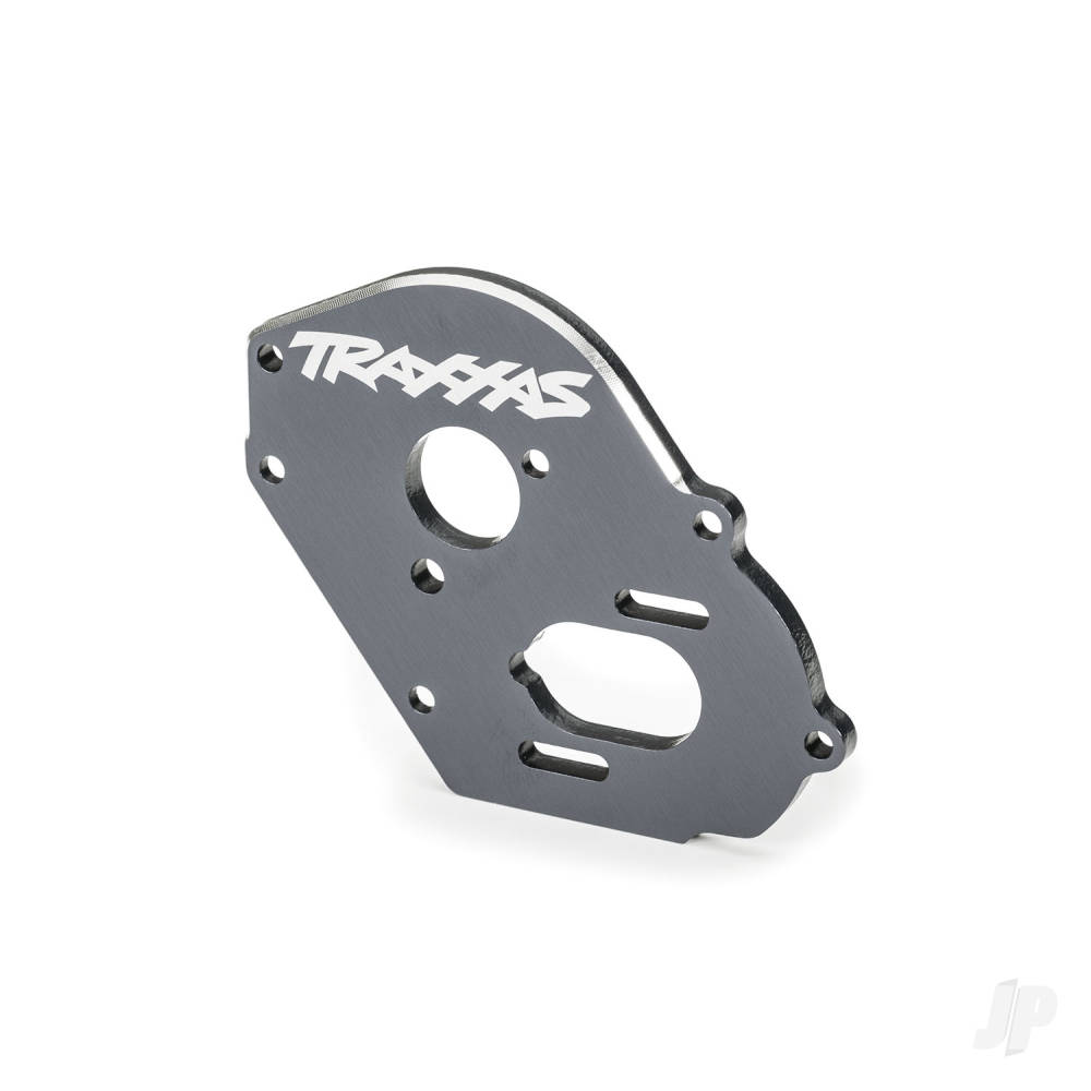 Traxxas Plate, motor, 6061-T6 aluminium (Grey-anodised) (4mm thick)/ 3x10mm CS with split and flat washer (2)