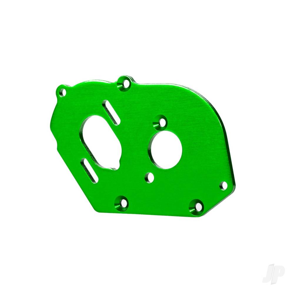 Traxxas Plate, motor, 6061-T6 aluminium (Green-anodised) (4mm thick) / 3x10mm CS with split and flat washer (2 pcs)