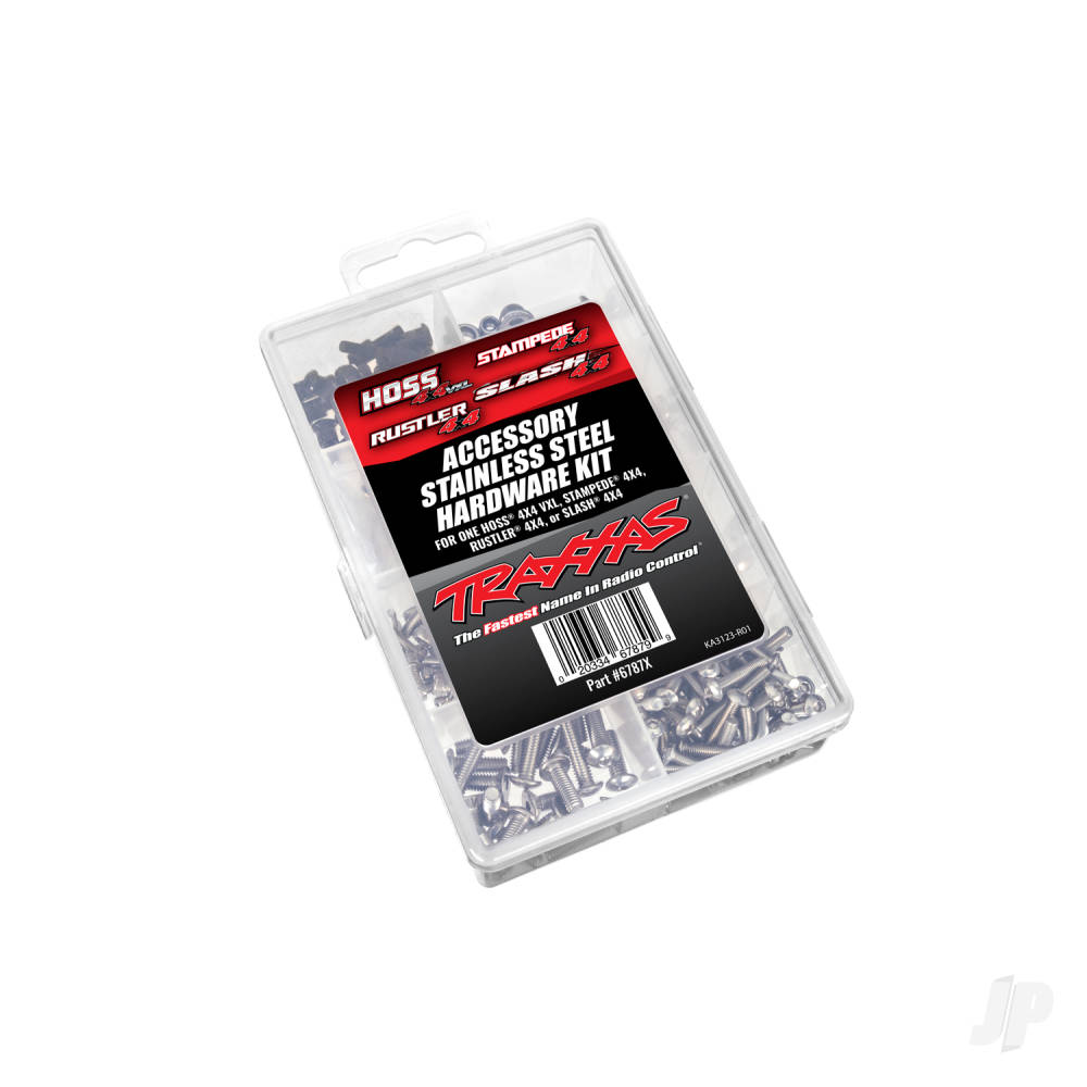 Traxxas Hardware kit, stainless steel, Hoss 4X4 VXL/Slash 4X4/Stampede 4X4/Rustler 4X4 (contains all stainless steel hardware used on Hoss 4X4 VXL, Slash 4X4, Stampede 4X4, or Rustler 4X4)