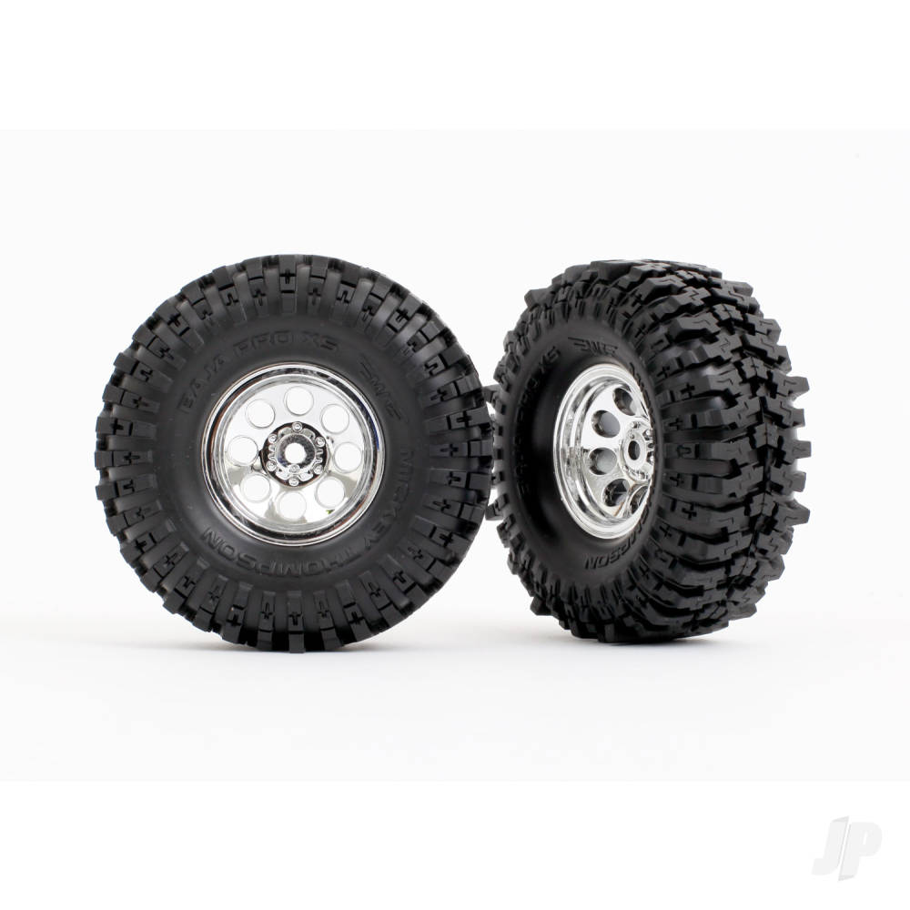 Traxxas Tyres & Wheels, Assembled (Chrome 1.0in wheels, Mickey Thompson Baja Pro Xs 2.4x1.0in tyres) (2)