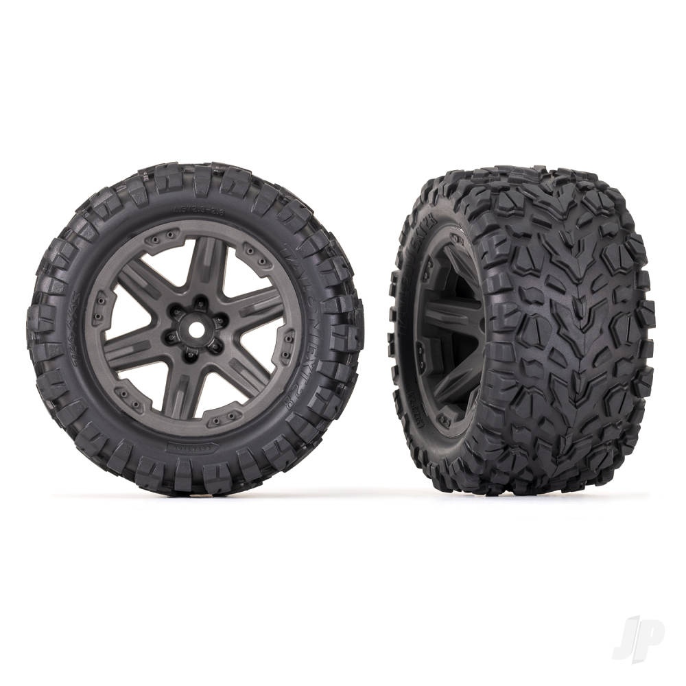 Traxxas Tyres & Wheels, Assembled, Glued (2.8in) (RXT Grey wheels, Talon EXT Tyres, foam inserts) (4WD electric front/rear, 2WD electric front only) (2) (TSM rated)