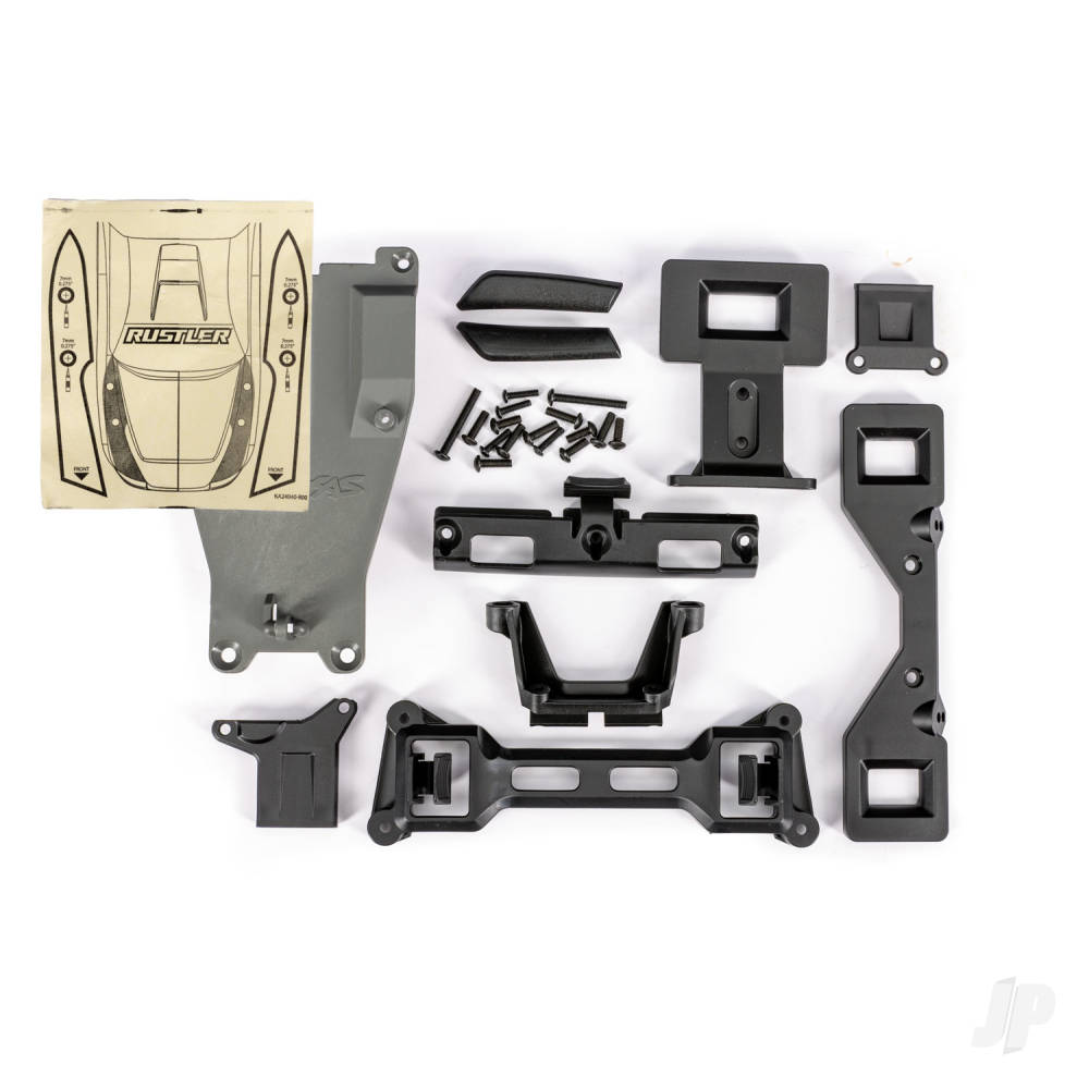 Traxxas Body conversion kit, Rustler (includes front & rear body mounts, latches, hardware) (for clipless mounting)