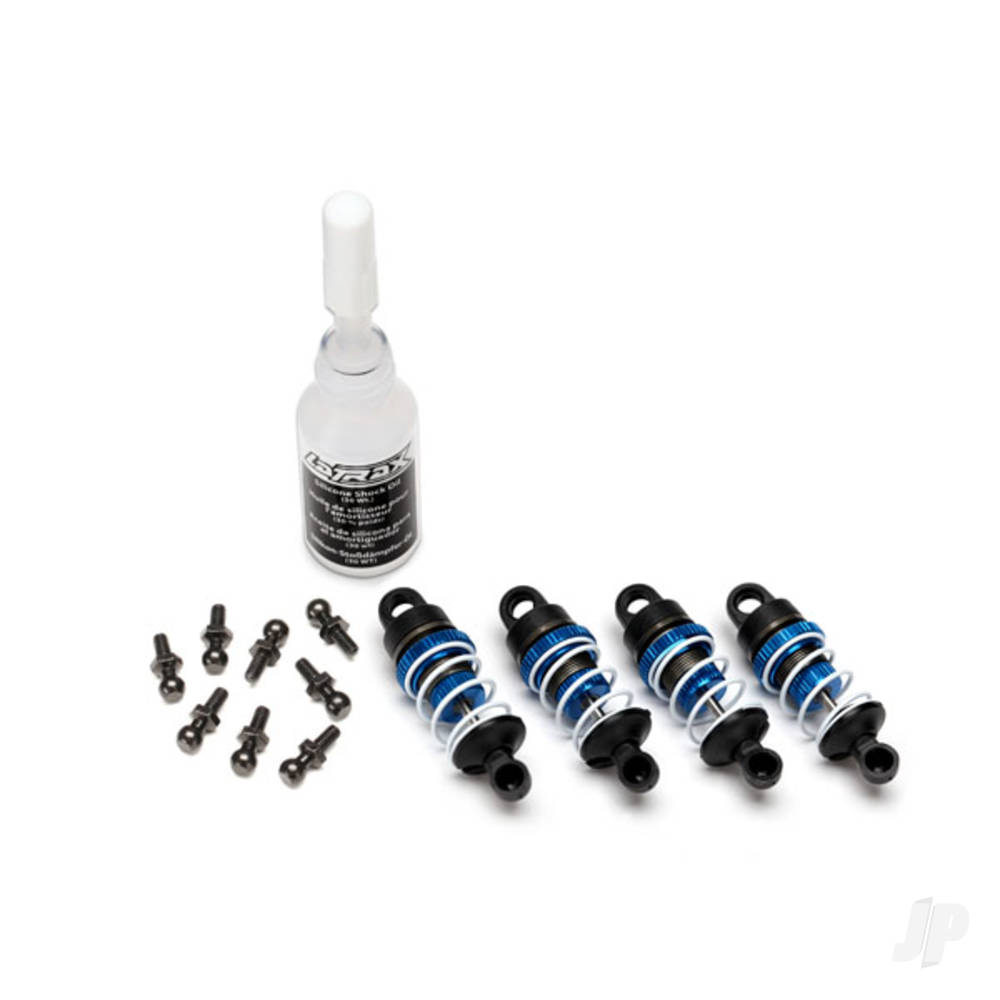 Traxxas Shocks, aluminium (Blue-anodised) (assembled with springs) (4 pcs)