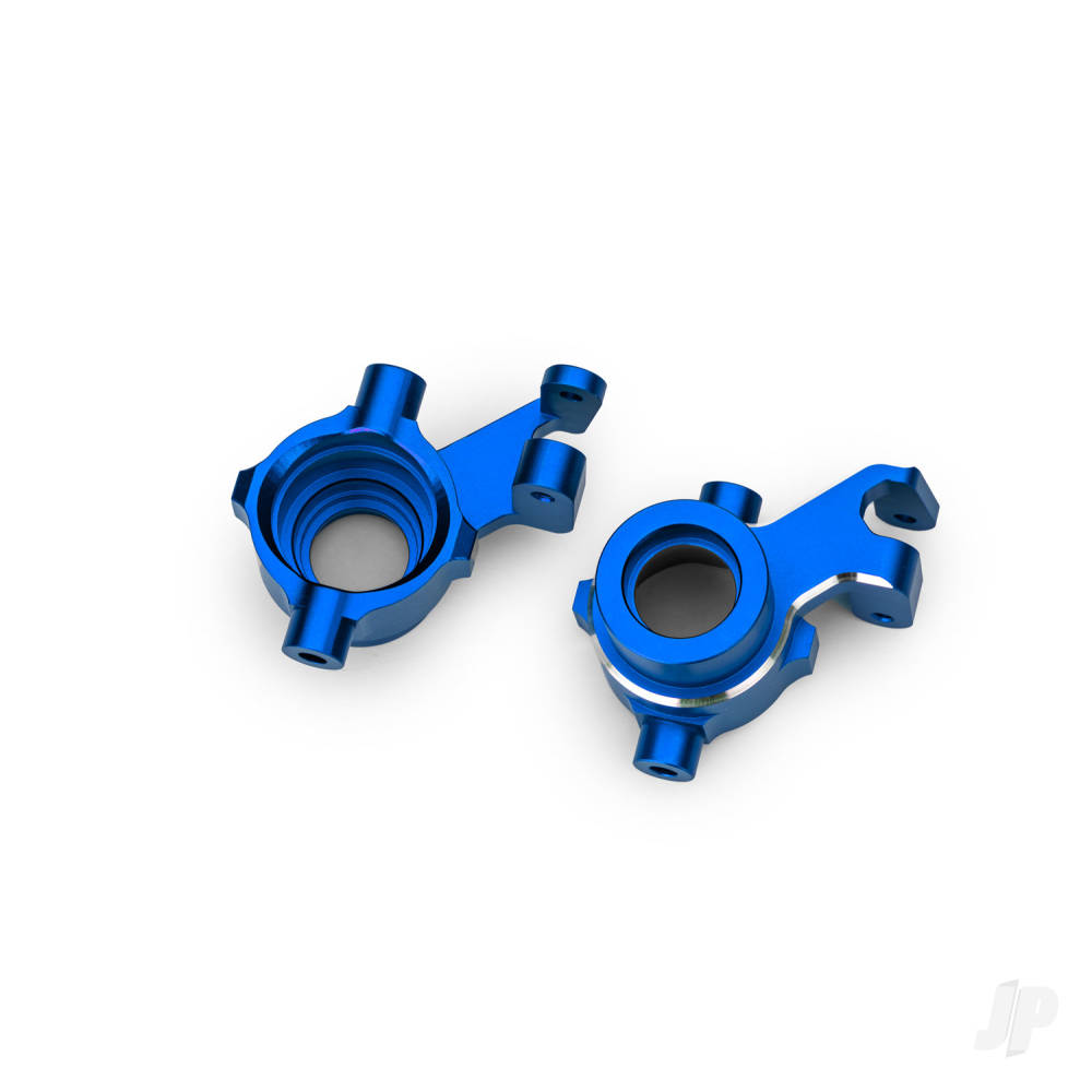 Traxxas Steering blocks, 6061-T6 aluminium (blue-anodised), left & right, 3x18mm BCS (with threadlock) (2)
